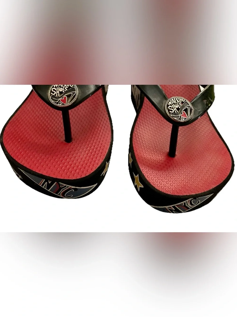 BRIGHTON Wearable Art GLAM FASHIONISTA Platform Flip Flop Graffiti SANDALS 7